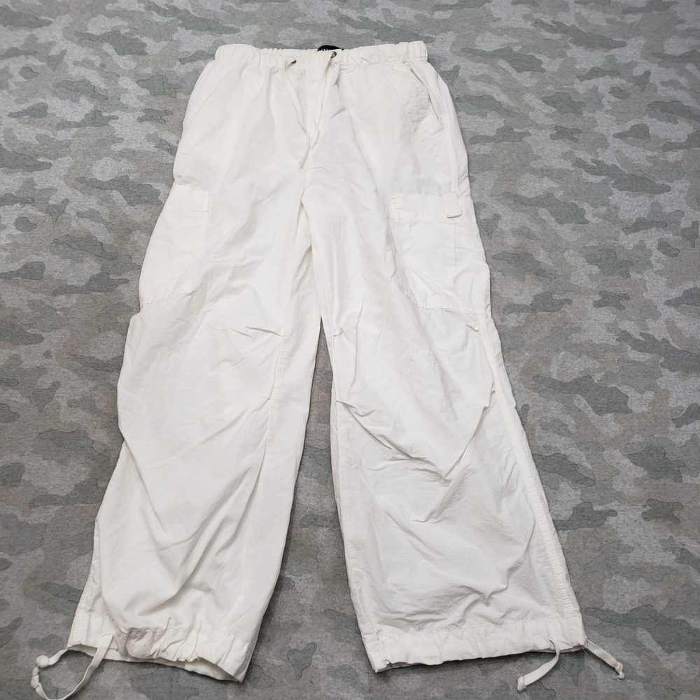 Aeropostale Parachute Cargo Pants Womens 28x26 White Drawstring‎ Pockets